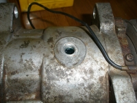 Oiler plug removed ready for grease nipple.